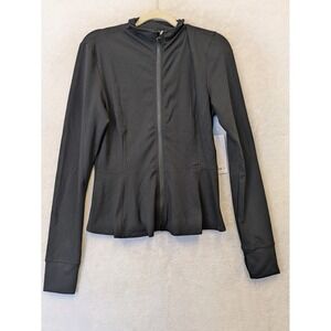 Yogalicious Lux Violetta Full Zip Peplum Jacket Black Small JY81048 NEW